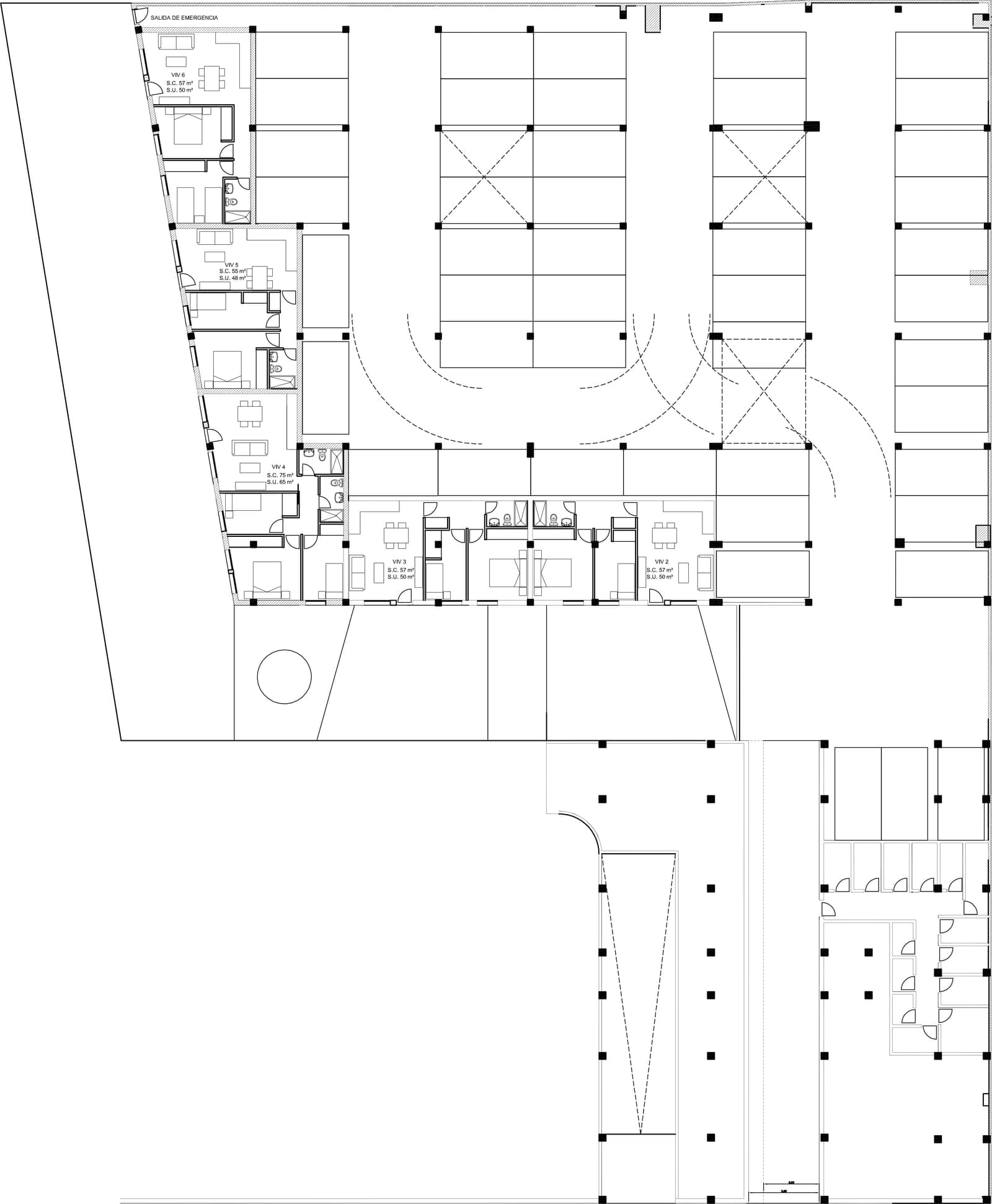 Plano del proyecto de la calle León XIII, con el acceso al conjunto de viviendas